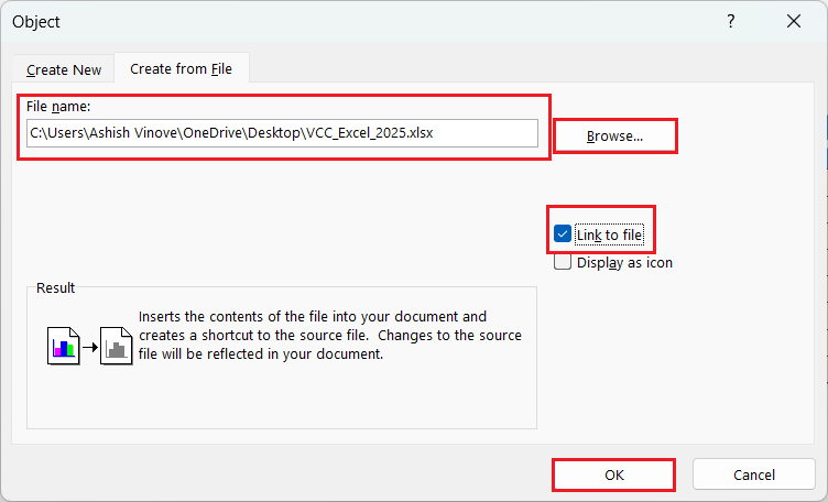 Browse Excel File