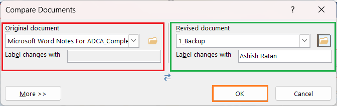 Compare Document Org Rev