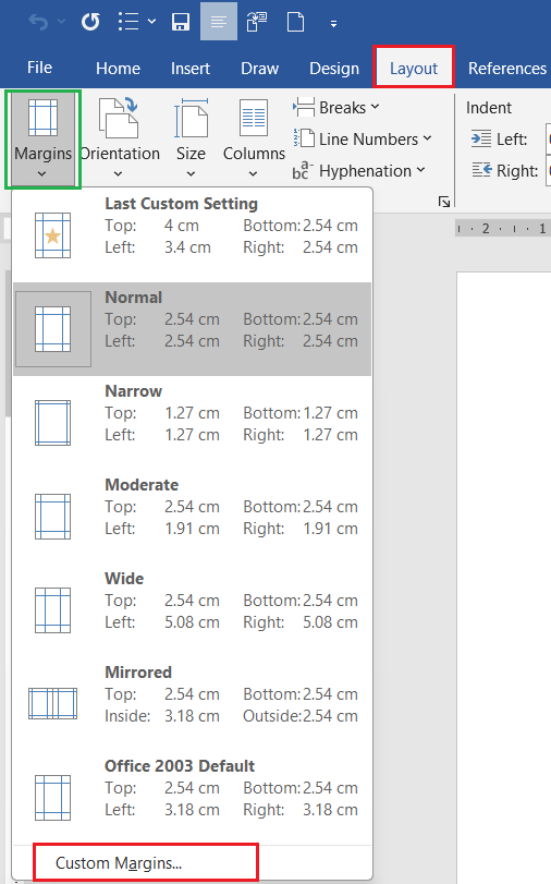 Custom Margins
