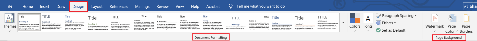 Design Tab
