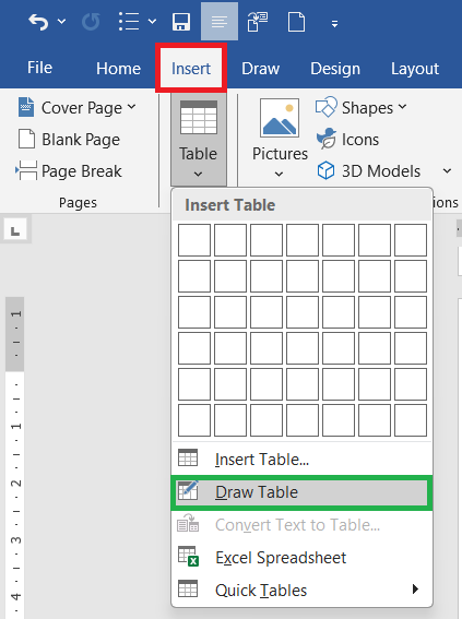 Draw Table Method 2