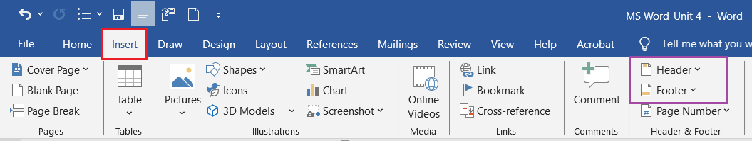 Header and Footer