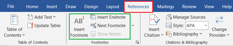 Insert Endnote Footnote