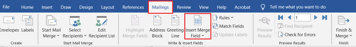 Insert Merge Field
