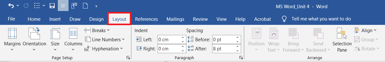 Layout Tab