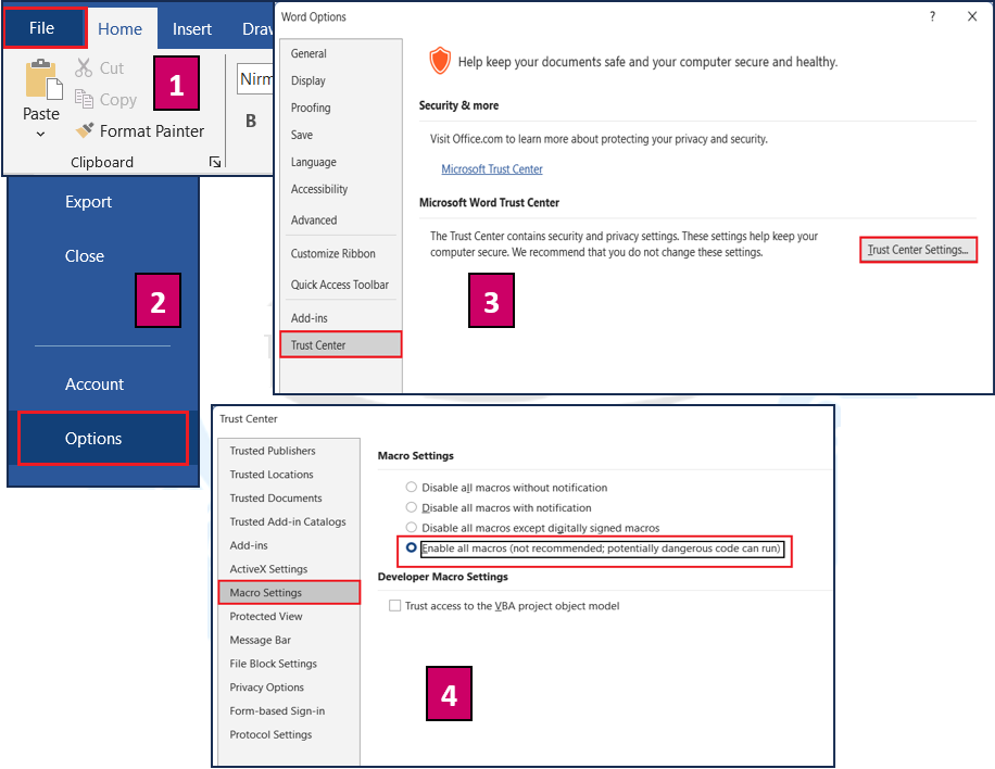 Macro Security Settings