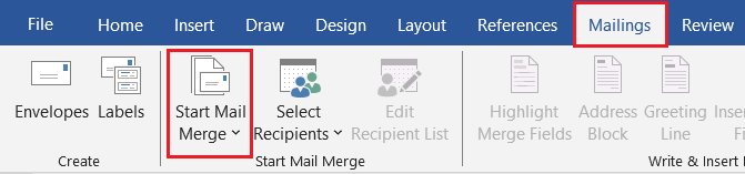 Start Mail Merge
